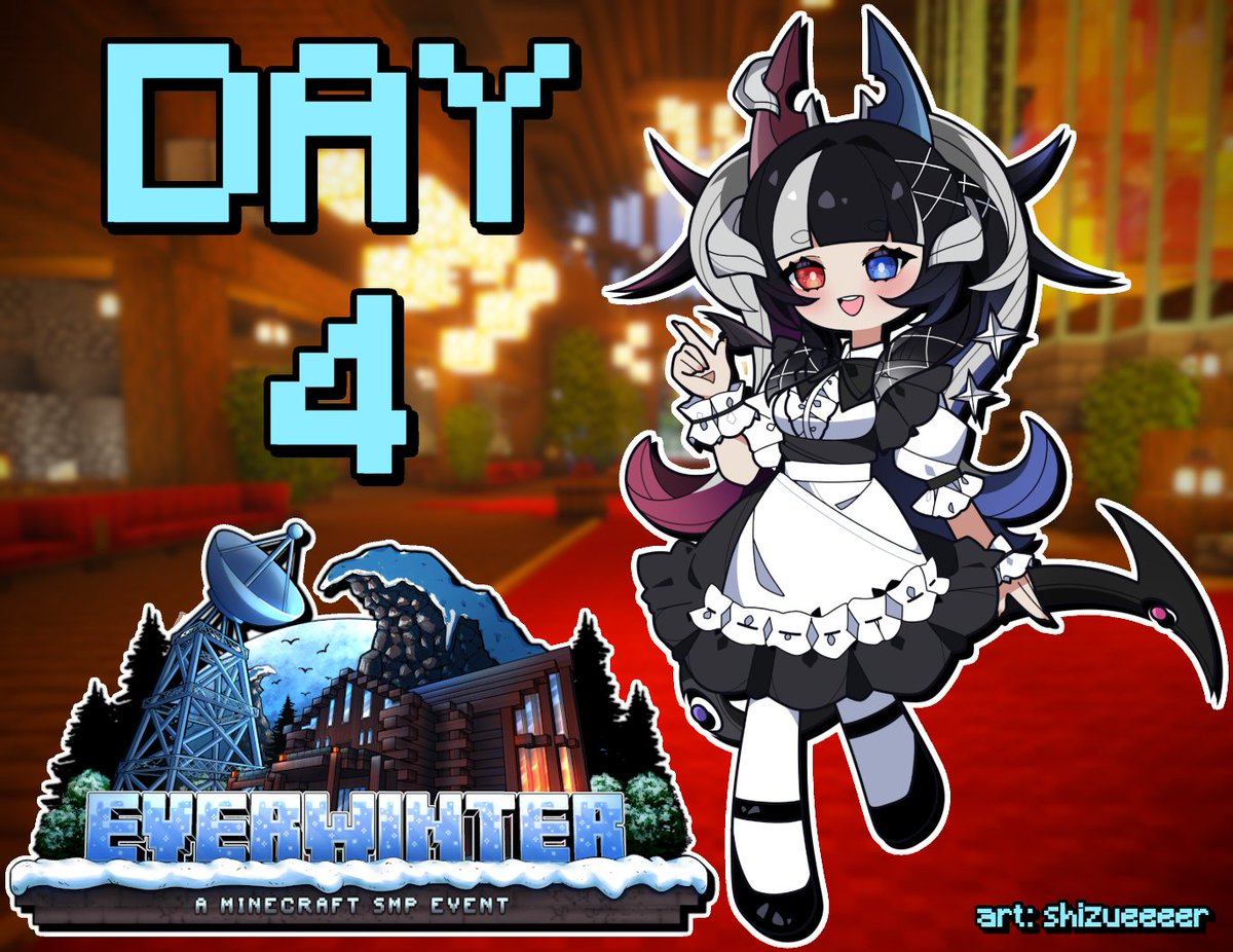 It is time for Day 4 at the #EverWinterSMP Resort (Ruins)! 

The cafe renovations went well yesterday, so it seems we'll be ready to open today! (for real this time)

But rumor has it that some sort of rescue is arriving today, maybe we'll have to abandon the cafe after all...