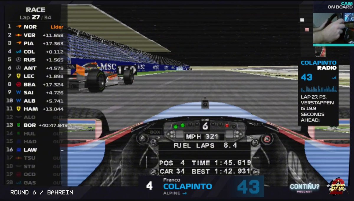 ElMalaguero's tweet photo. Mientras esperamos que vuelva la F1, en @ContinuPodcast seguimos jugando al Grand Prix 2 (mod 2025) como @FranColapinto y nuestro propio Stuart Barlow

🏁Fecha 6 | GP de Bahréin

VUELA el ALPINITO A525 https://t.co/90XNYRjVYr