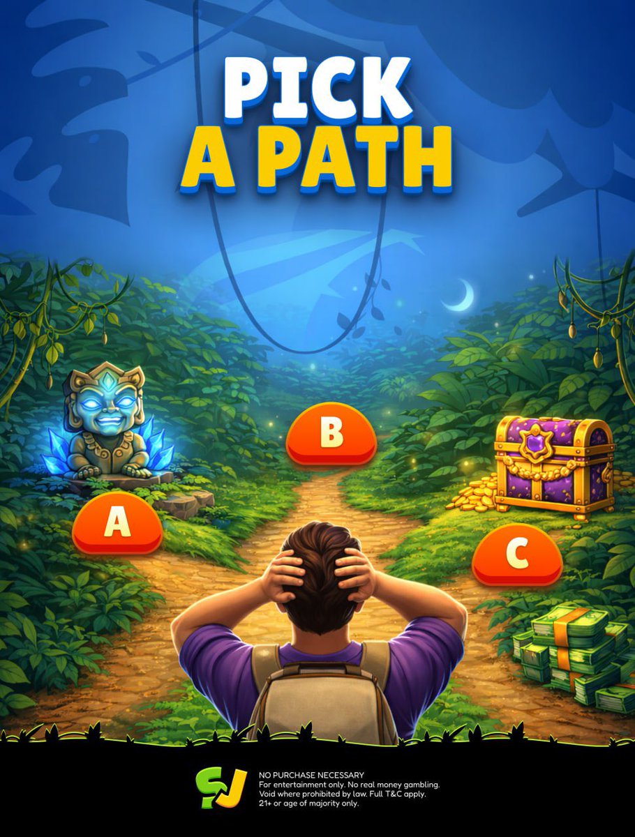 sweepjunglecom's tweet image. 🌿 Pick Your Path! 🌙

Three roads… 

Will you follow the mystery… or go straight for the gold? 💰

🫵 What’s your choice?
- A
- B
- C

Drop your pick below and trust your jungle instincts 🍀  #free #freegames #freeplay

sweepjungle.website/jha