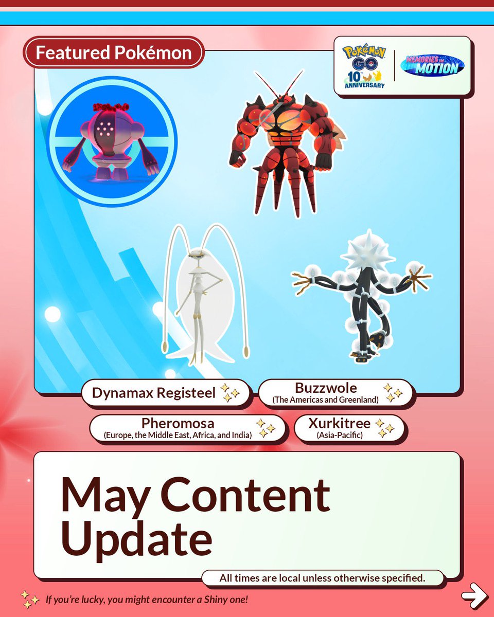 1lilt_nyc's tweet image. 【5月のポケGO、ウルトラビースト再登場。全部追う前に“重い週”だけ先に決めた方がラクそうです】 #ポケモンGO #PokemonGO 

5月は
・5/2 シャドウエンテイ
・5/13週 マッシブーン、フェローチェ、日本はデンジュモク
・5/18週 レジスチルのマックス
・5/27週 カプ・レヒレ