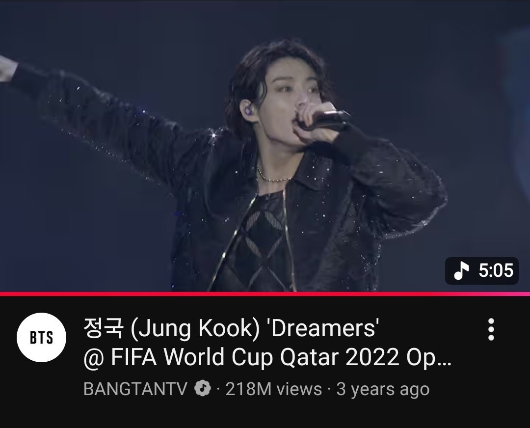 yt_jungkook's tweet image. Jungkook's "Dreamers" performance at the FIFA World Cup 2022 Opening Ceremony has surpassed 218 Million views on YouTube 🎉

☁️✨️ youtu.be/jEdfjuG0Fx4

#Jungkook #Dreamers