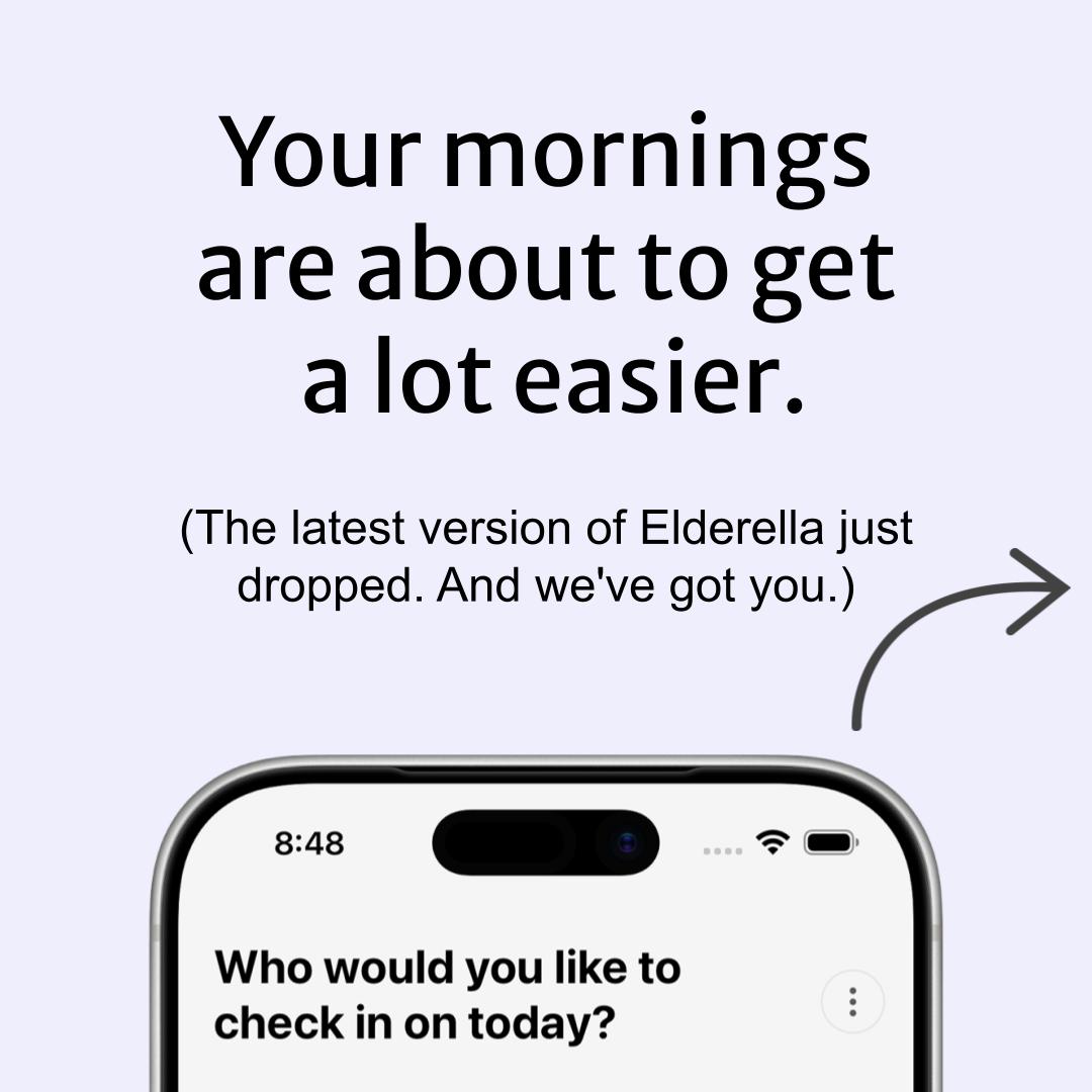 jacquimurphy's tweet photo. Lying in bed, psyching yourself up for the day (my every morning 🙂).

There's a lot to tackle.

First you need to figure out if mom's night aide showed up, if her prescription got picked up, what care tasks are on you.

✨ We just shipped the latest release of Elderella. 🧵 https://t.co/RxkrGtqRN5