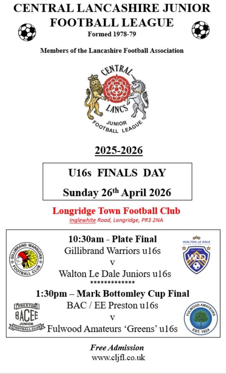 CLJFL's tweet photo. Longridge is CALLING 

Less than one week to go until the u16 finals take place 

Get yourself down and show your support https://t.co/5lfZOD8nsf