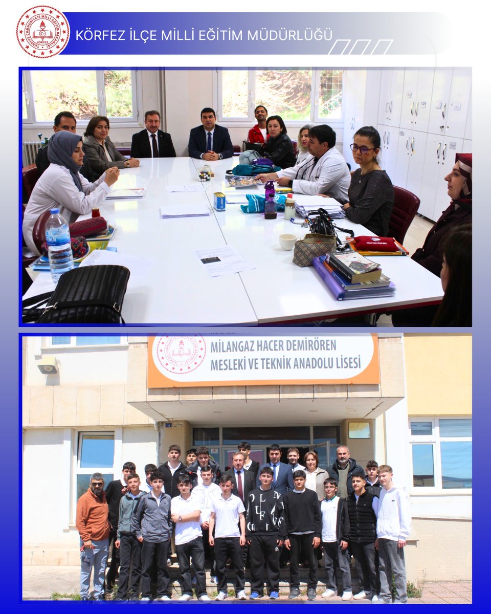 Körfez Kaymakamız Sayın Uğur KALKAR ve İlçe Milli Eğitim Müdürümüz Sergülen KURT, Çamlıtepe Mesleki ve Teknik Anadolu Lisesi ile Milangaz Hacer Demirören Mesleki ve Teknik Anadolu Lisesini ziyaret ederek öğretmenler ve öğrencilerle bir araya geldi.         instagram.com/p/DXXAu5SjGbX/…