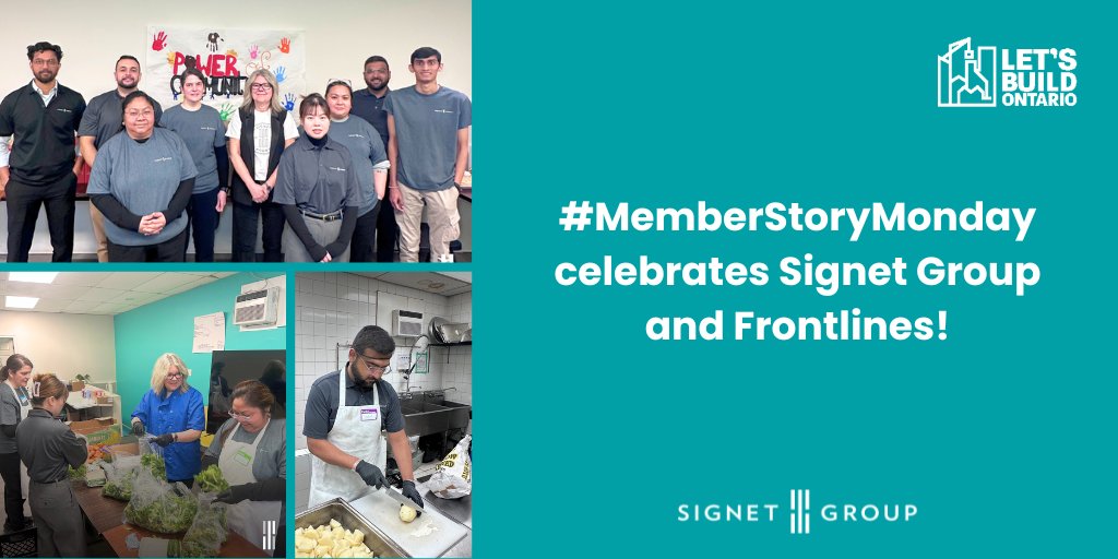 FRPOFACTS's tweet photo. It's #MemberStoryMonday! A huge shoutout to Kris Boyce and the @SignetGroup team for volunteering with @FrontlinesTO! From prepping hot meals to supporting the Community Grocery Program, they helped serve over 80 local families.

#LetsBuildOntario https://t.co/Qs3yjOSdP6
