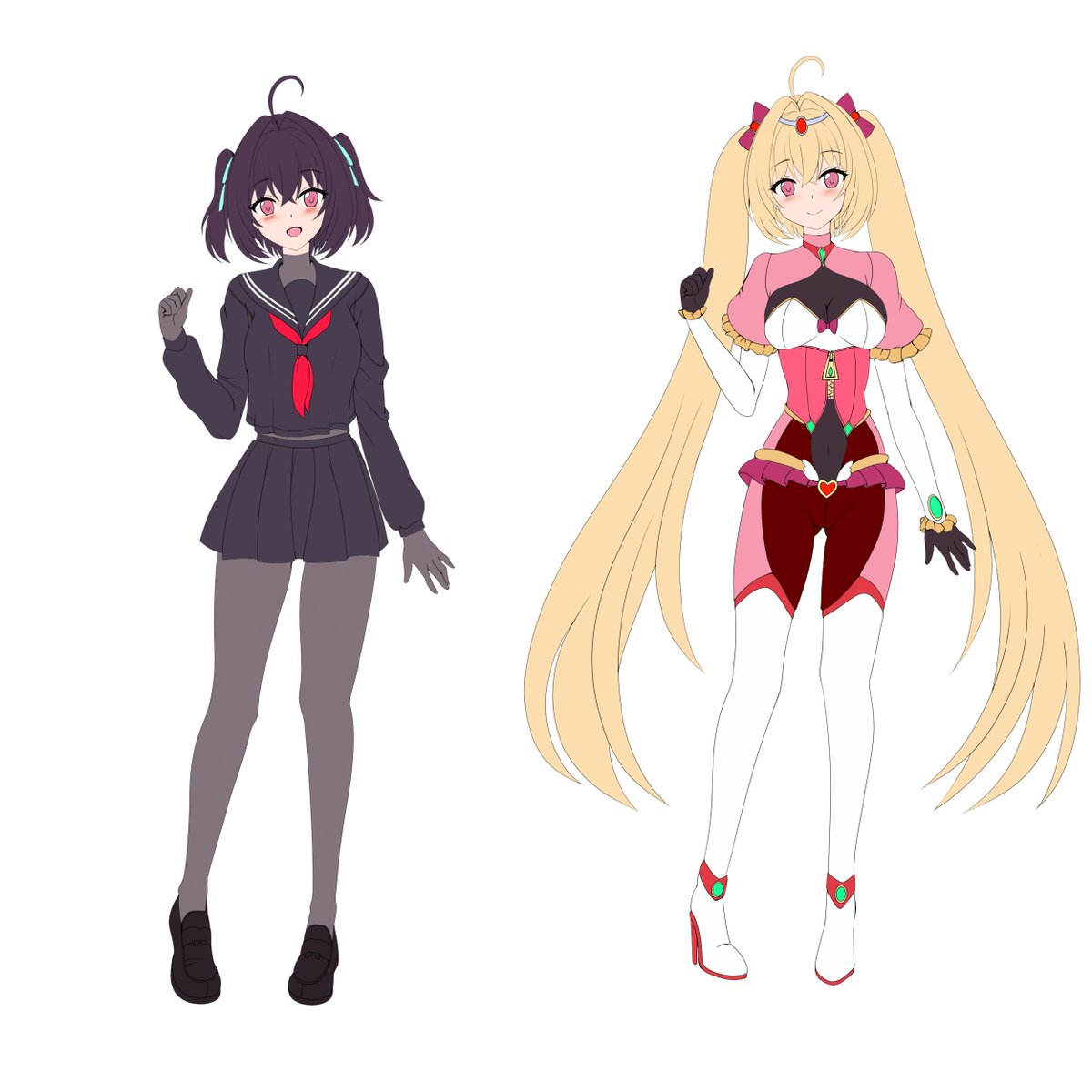 変身ヒロインちゃんの下描きです!
変身前はセーラー服にぴっちりインナーを着ています!
変身すると髪形と色が変わります。その方が正体バレする時の周りの反応が面白いですからね(悪役視点)😋 