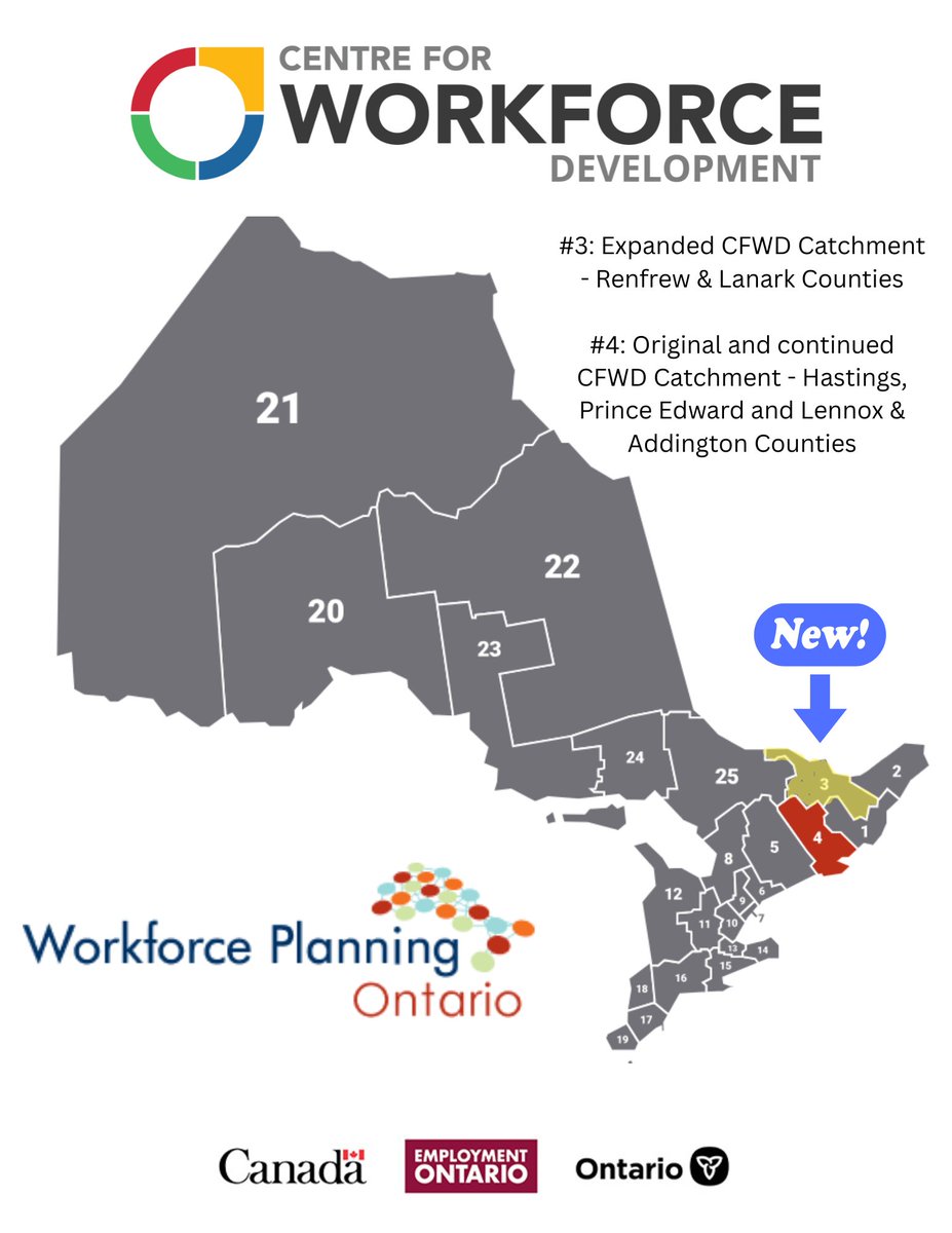CFWD_Workforce's tweet photo. CFWD is pleased to share that we have been selected to expand our labour market research and workforce development services into Renfrew and Lanark Counties. 🎉 We look forward to building strong new partnerships in this expanded service area! https://t.co/w2mHa3puEx