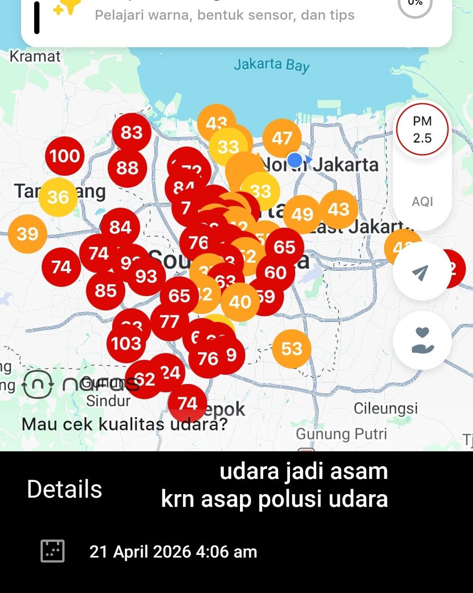 jakarta7268's tweet image. #Asean #Fifa #trending #PabrikWingsSumberPolusiUdara #BakarSampah #Smog #PM25 #Jakarta🇮🇩 #AirPollution #apartemen #KendalikanAsapPLTU 
Selasa 21/04/2026 4:09 am 
Jadi, hr 1 hari aja nih polusi udara jakarta baik. Yaitu kemaren subuh? Biadab yaa kalian njjiirr !!