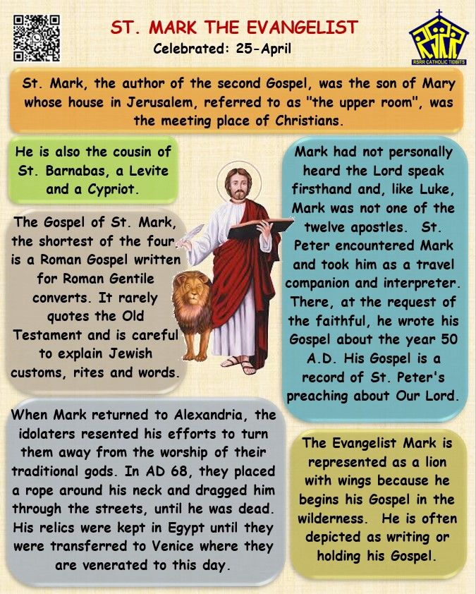 StAugustines77's tweet photo. Saturday 25th April 2026 
St Mark,  evangelist ( feast) 
Mass will be held at 10am 
Confirmation class held at 10.30am 
At St augustines Church belvedere da175hh https://t.co/T84cVHQw79