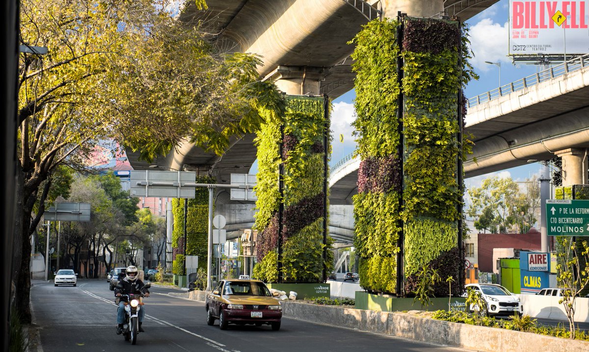 w_emerg's tweet image. Back in 2016, in Mexico City, the Via Verde initiative set out to rethink how cities tackle pollution, one concrete pillar at a time. The idea was simple yet ambitious: transform over 1,000 grey highway columns into vertical gardens. 
#Urban #Cities #Green #Climate  #Circular