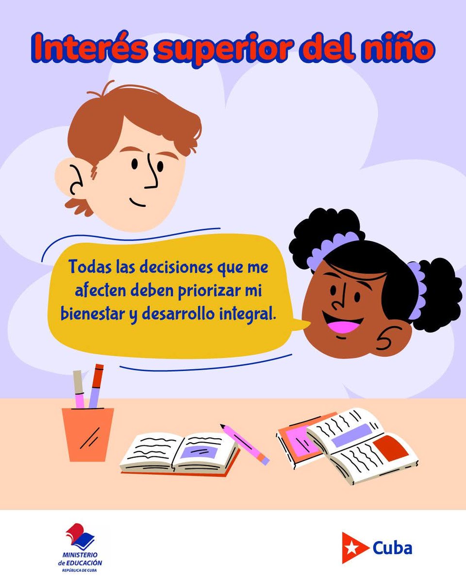 🩵 El interés superior del niño, niña o adolescente es el principal objetivo a defender con el nuevo Código. El Estado, la familia y la sociedad comparten la responsabilidad de hacer cumplir estas garantías.
 #CrecerEnDerechos
#CubaEsAmor