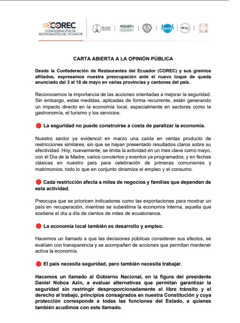 COREC - Confederación de Restaurantes del Ecuador tweet media
