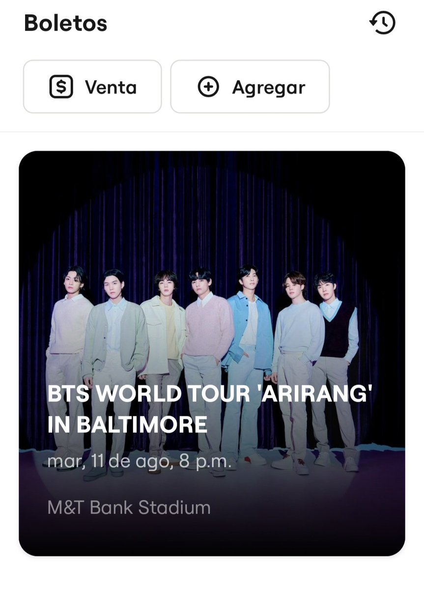 SusyFlores12684's tweet image. Selling FACE VALUE  BTS BALTIMORE Day 2 Tickets

💜 WTS – BTS Baltimore, 2 Tickets together

📅 AUG 11, 2026 

🎟 Sec 530, Row 13, seats 9-10

✔️ Literally any proof you want or need, I am ready to provide! 

#bts #BTS_ARİRANG #baltimore
Comment/DM if interested