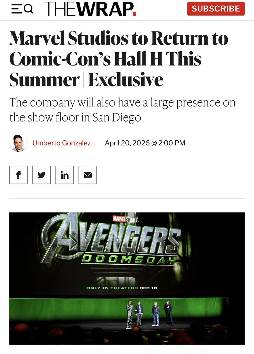 DisTrackers's tweet image. Marvel will have a Hall H panel at SDCC!
.
thewrap.com/creative-conte…
.
#SDCC #ComicCon #Marvel