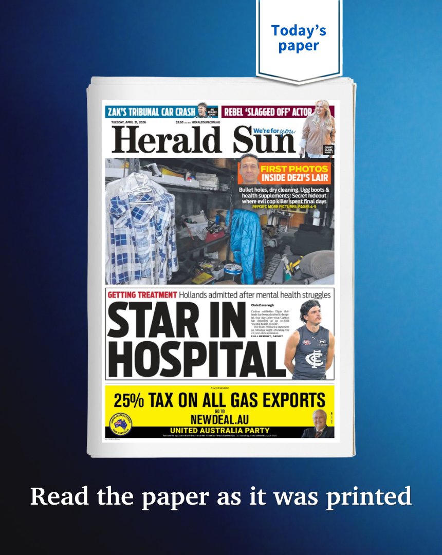 theheraldsun's tweet image. TODAY'S FRONT PAGE
Read the digital edition &amp;gt; bit.ly/3zAl8E3
.
.
.
#Melbourne #Victoria #FrontPage #newspaper #news