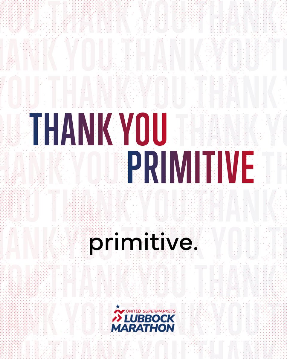 LBKMarathon's tweet photo. Events like this don’t happen without incredible partners.

Thank you to Primitive for supporting the 2026 United Supermarkets Lubbock Marathon. As a Lubbock-based marketing agency, they help local businesses grow while investing back into the community.

https://t.co/Lx5QtBu9gr https://t.co/wel12JgJRt