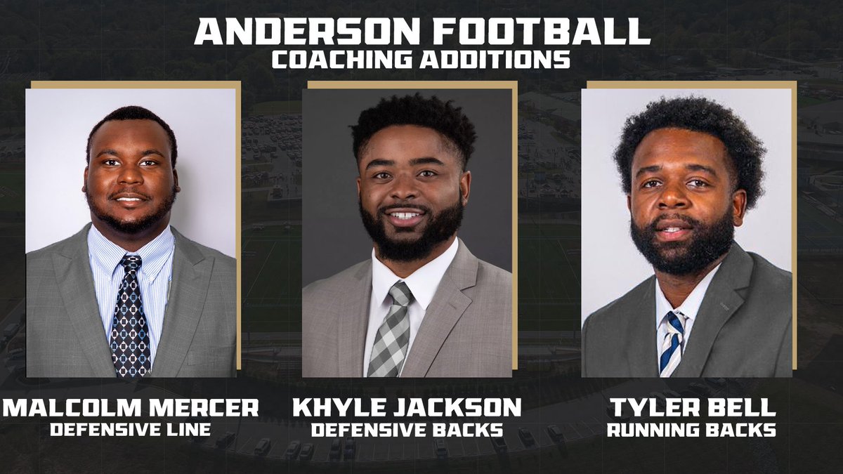 AUTrojansFB's tweet image. Welcome the NEW ADDITIONS to our Anderson Football Coaching Staff!!

Defensive Line - @coachmercer_56 
Defensive Backs - @kjackson_8 
Running Backs - @_CoachTBell 

#AUthentic #ChargeOn ⚔️