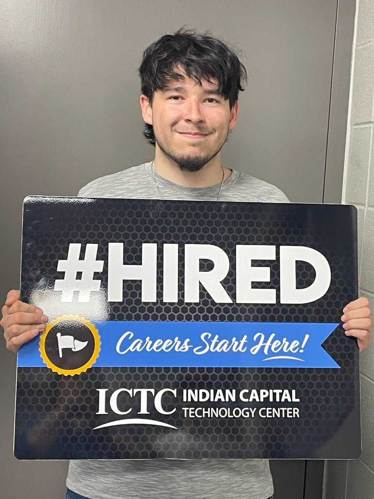 ictc_tech's tweet photo. A BIG CONGRATULATIONS to Sallisaw Campus Welding student Jaden Morris who was recently #hired by Global Machine in Muskogee. Jaden is a 2026 graduate of the Sallisaw Welding program.

#ictctech #ictech #ICTC #indiancapitaltechnologycenter #CareersStartHere #hireictcgrads https://t.co/C90dyKFwUy