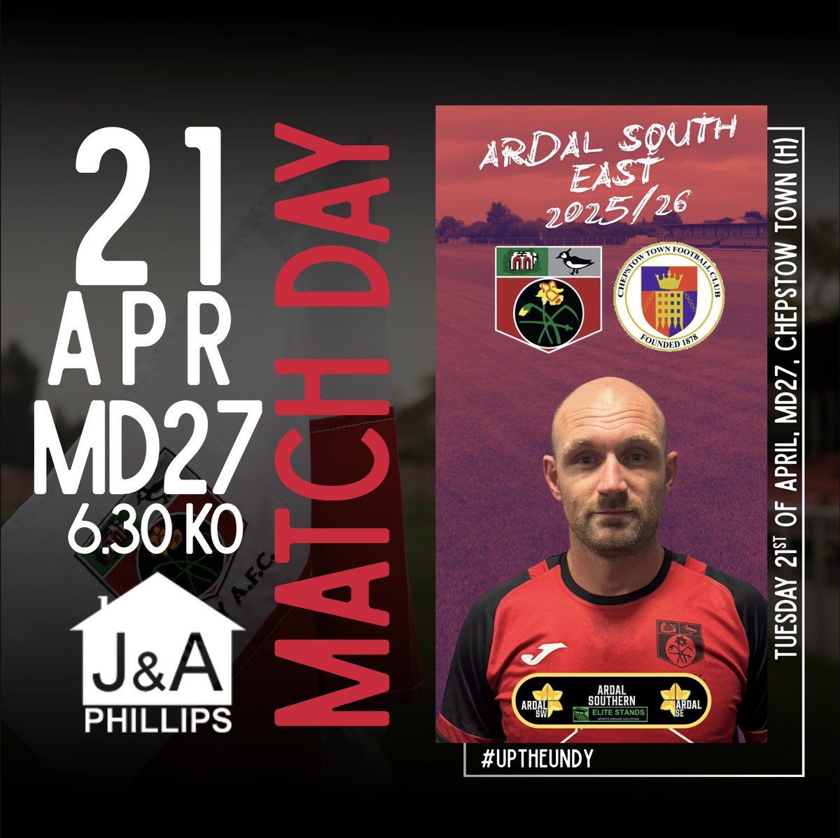 UndyAFC's tweet photo. MATCH DAY!

🏆: @ArdalSouthern MD27
🔵: @ChepstowTownAFC 
🏟️: The Causeway!
⏰: 6:30PM KO!

🔴⚫️

#UpTheUndy https://t.co/QZLEucpkJe