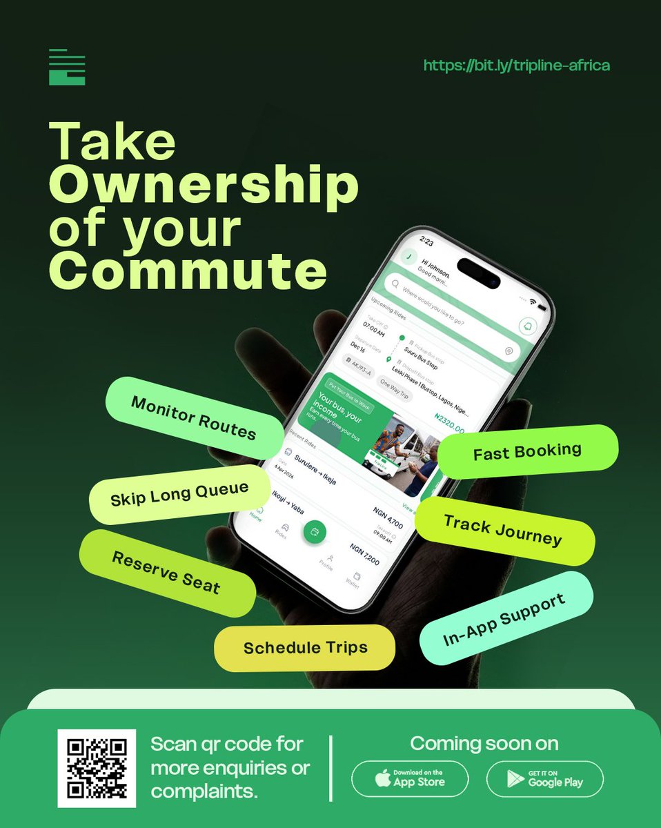 TriplineAfrica's tweet photo. You leave home at 6am.
You get to the bus stop at 6:10.
You board at 7:45.
You arrive at 9:20.
Your meeting was at 9:00.
This is not your fault. The system failed you.
Tripline is fixing the system. 🟢
https://t.co/Xw3JUw9DIY

#Lagos #LagosCommute #Tripline #LagosTraffic https://t.co/PfA3kk0wTZ