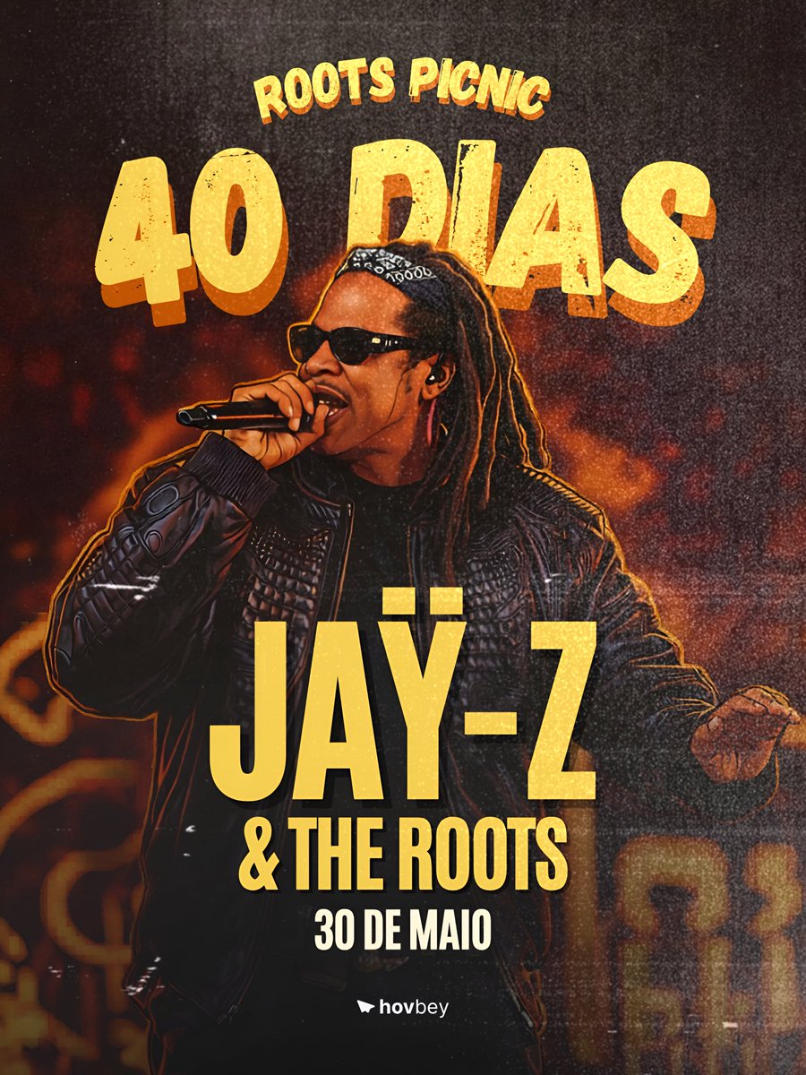 FALTAM 40 DIAS! 🐐

Jaÿ-Z volta aos palcos como headliner do Roots Picnic 2026, ao lado de The Roots na Filadélfia.