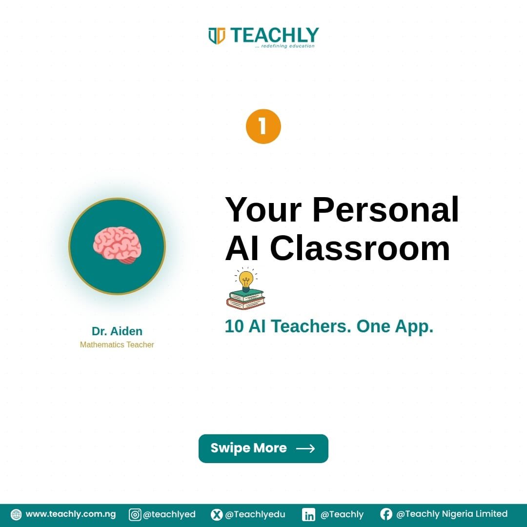 Teachlyedu's tweet image. Imagine having a teacher available anytime you’re stuck… not just one, but 10 AI teachers ready to break things down until it finally makes sense.🤔

No waiting. No “I’ll ask tomorrow.” No confusion piling up.
…

#Teachly #SmartClassroom #StudySmart #EdTechNigeria #WAEC #JAMB