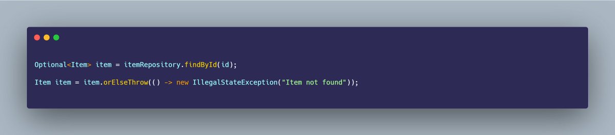 mario_casari's tweet image. 🚀 Java: You can use Optional.orElseThrow() to implement so called fail-fast behavior.

✅ Fail-fast means you can catch bugs closer to their source, making stack traces easier to understand
#Java #SoftwareDevelopment