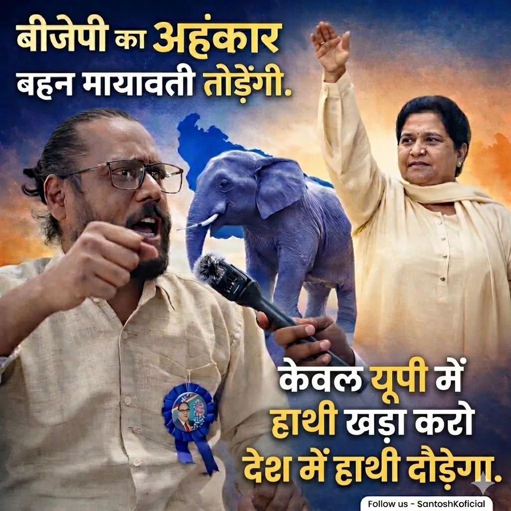 बीजेपी का अहंकार बसपा सुप्रीमो सुश्री बहन कुमारी मायावती जी तोड़ेगी ! 
केवल यूपी में हाथी खड़ा करों 
                                   पूरे देश में हाथी दौड़ेगा !