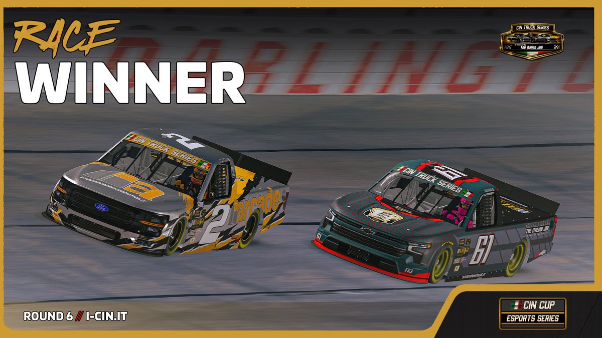 cin_cup's tweet photo. 🏁 @81Al3x wins Darlington

Duello totale con Daledonne al Darlington Raceway.
Decide tutto nel finale 🔥

🥇 Fabbri
🥈 Daledonne
🥉 Mezzetta

#CINTruckSeries #Darlington https://t.co/FdOhkVnHKj