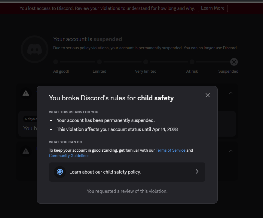 I did not wait 6 days to be told by <a href="/discord/">Discord</a>
<a href="/discord_support/">Discord Support</a> a team would look into my case &amp; get back to me immediately to get yet another automated message of word fluff, showing clear proof my case has indeed not been looked into. It also does not help that I get one reply a