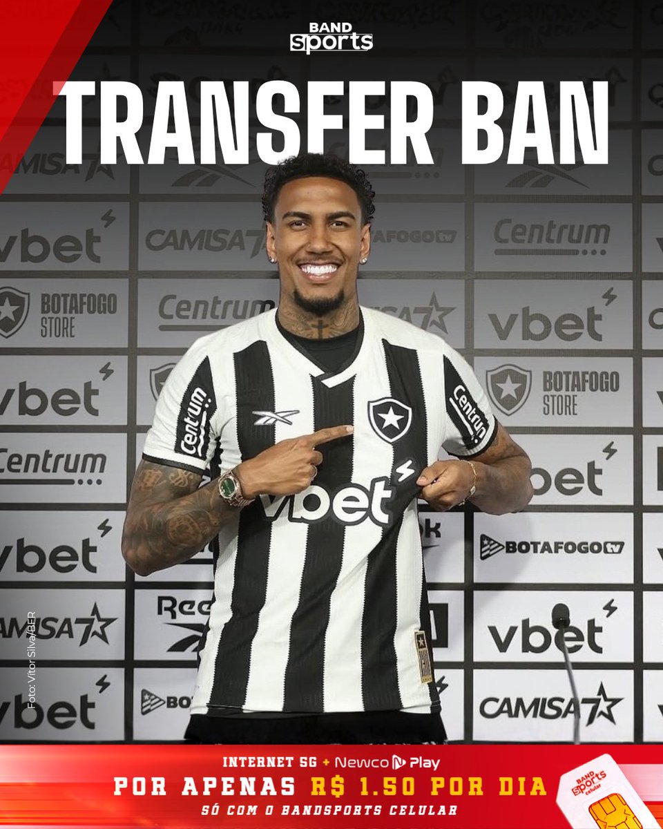 bandsports's tweet photo. NOVIDADE NEGATIVA 💰❌ O Botafogo foi punido com um novo transfer ban e está impedido de registrar novos jogadores até quitar a dívida ou chegar a um acordo com o Ludogorets, da Bulgária, pela contratação do atacante Rwan Cruz.

#BandSports #Botafogo #MercadoDaBola #TransferBan https://t.co/b1D4SlW5r3