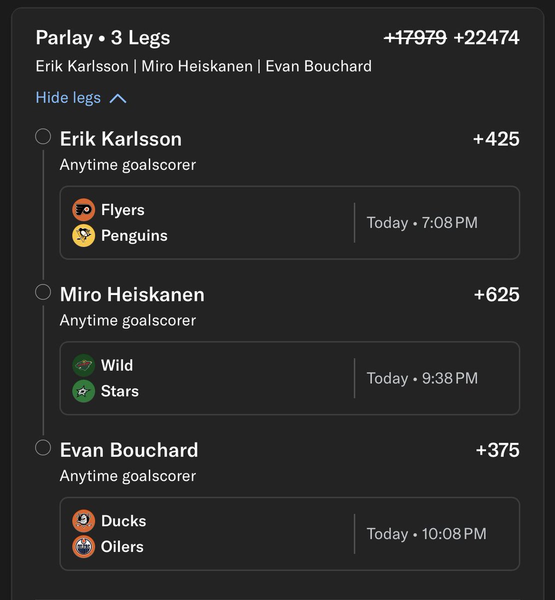 PuckPicks1's tweet image. 🏒NHL Plays🏒

Defensemen Masterclass anyone?

Karlsson / Heiskanen / Bouchard

1+ Points +285 -&amp;gt; 0.4u
Anytime Goals +22474 -&amp;gt; 0.1u