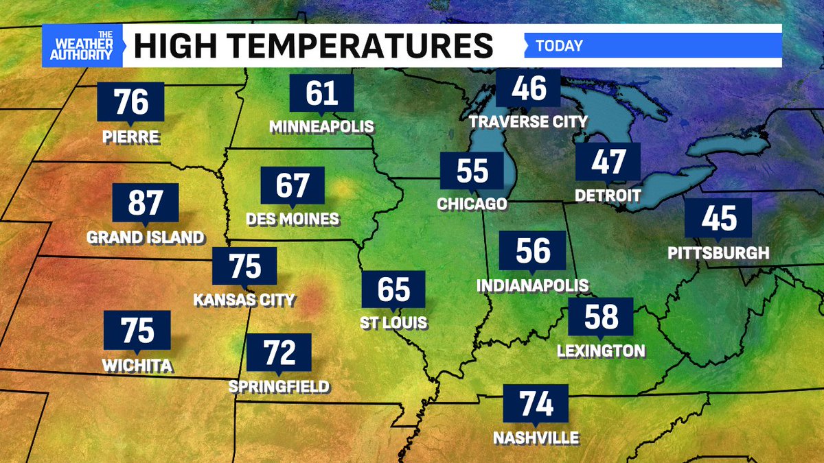 BrianWilkes59wx's tweet image. A windy, warm up is to get underway Tuesday. After another cool morning - temperatures will jump into the 70s behind a passing warm front. Winds late day could gust to 40mph. #INwx