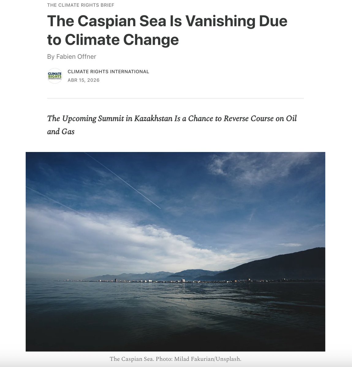 ClimateRights's tweet image. We’ve seen this before. The Aral Sea collapsed. Communities were displaced. Ecosystems vanished.
Now the Caspian Sea is at risk.

Leaders meeting this week in Astana can still change course, but time is running out.
substack.com/@climaterights…

#CaspianSea #ClimateEmergency