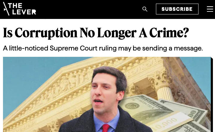 davidsirota's tweet photo. The Supreme Court just quietly used its shadow docket to let politicians know that corruption is now legal - pass it on. https://t.co/Q6QL7pHyYI