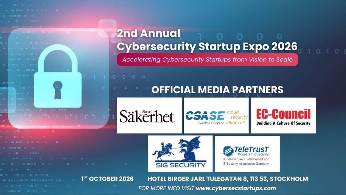 Cybersecst48172's tweet image. Proud to announce the Media Partners for the 2nd Annual Cybersecurity Startup Expo 2026!

Huge thanks to our partners for helping strengthen Sweden’s IT security community and bringing key voices together.

🔗 cybersecstartups.com

#CyberSecurity #StartupEcosystem #InfoSec
