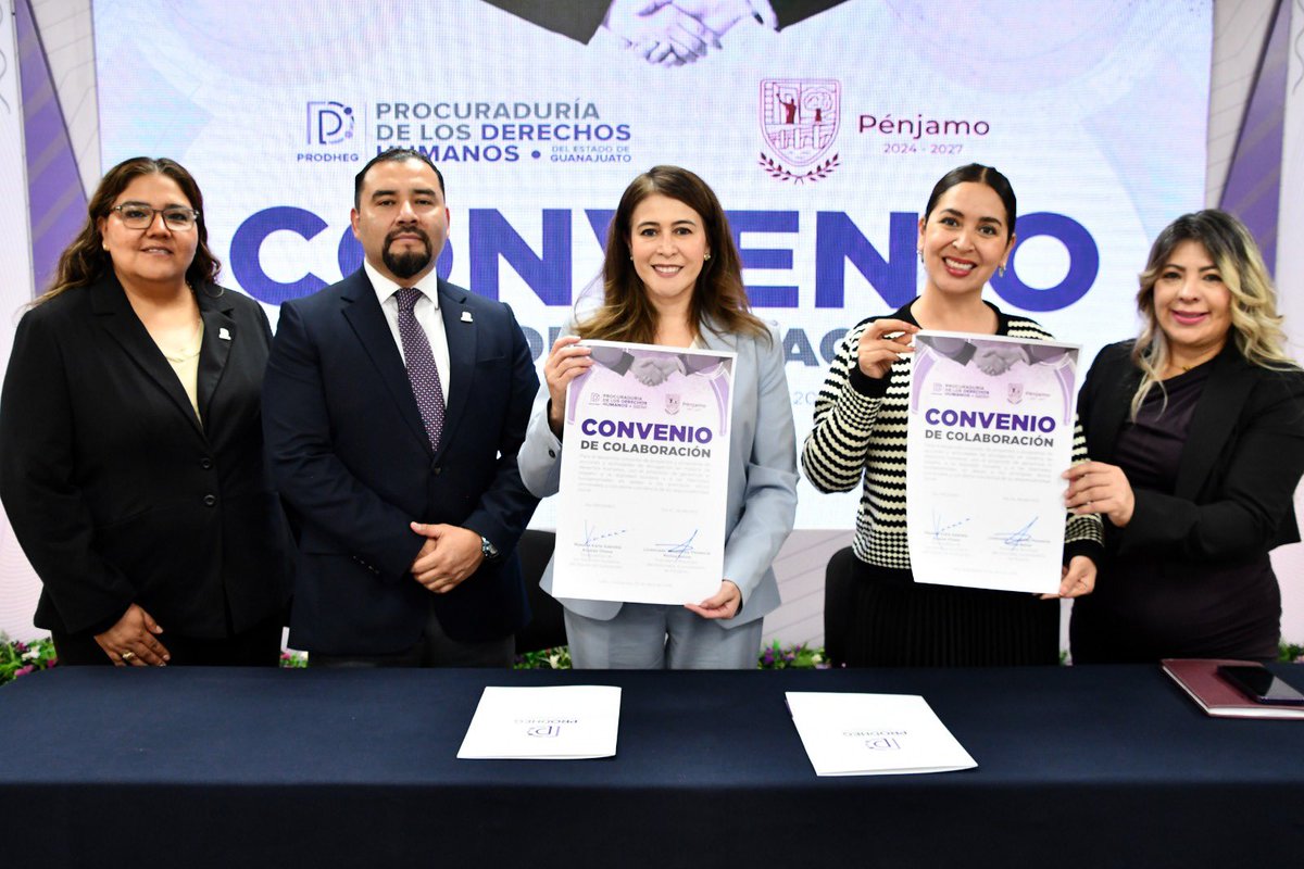 Firmamos un convenio de colaboración con el municipio de Pénjamo para trabajar de manera conjunta en el desarrollo de proyectos, programas y acciones de divulgación en materia de derechos humanos.

#EstamosDondeEstásParaDefenderte