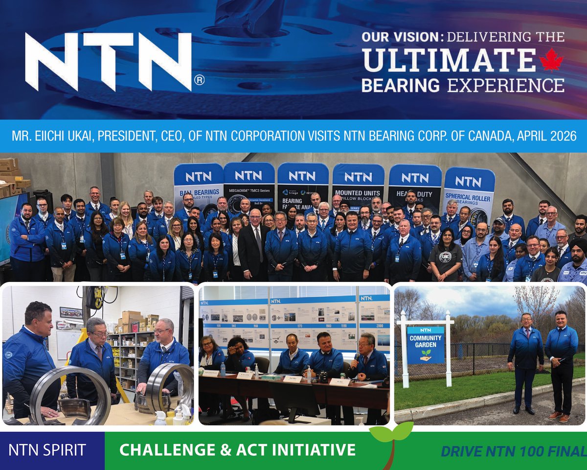 NTNCanada's tweet photo. We were truly honoured by the visit of NTN Corporation's CEO, Mr. Eiichi Ukai. It was a wonderful moment to showcase our operations and reinforce our shared commitment to delivering the Ultimate Bearing Experience, working together with one vision, one team, and one purpose. https://t.co/wbVvT6DBLk