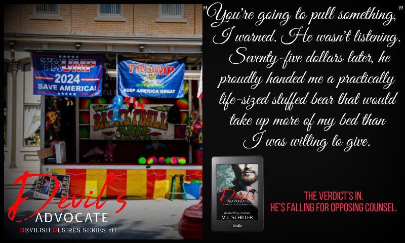 mjschiller's tweet image. “A real prize. Six more.” After a bit, a crowd had gathered to watch the crazy man going after the milk jugs. 

The verdict's in. He's guilty of falling for opposing counsel. 

books2read.com/DevilsAdvocate… 

#Romance #bookworm