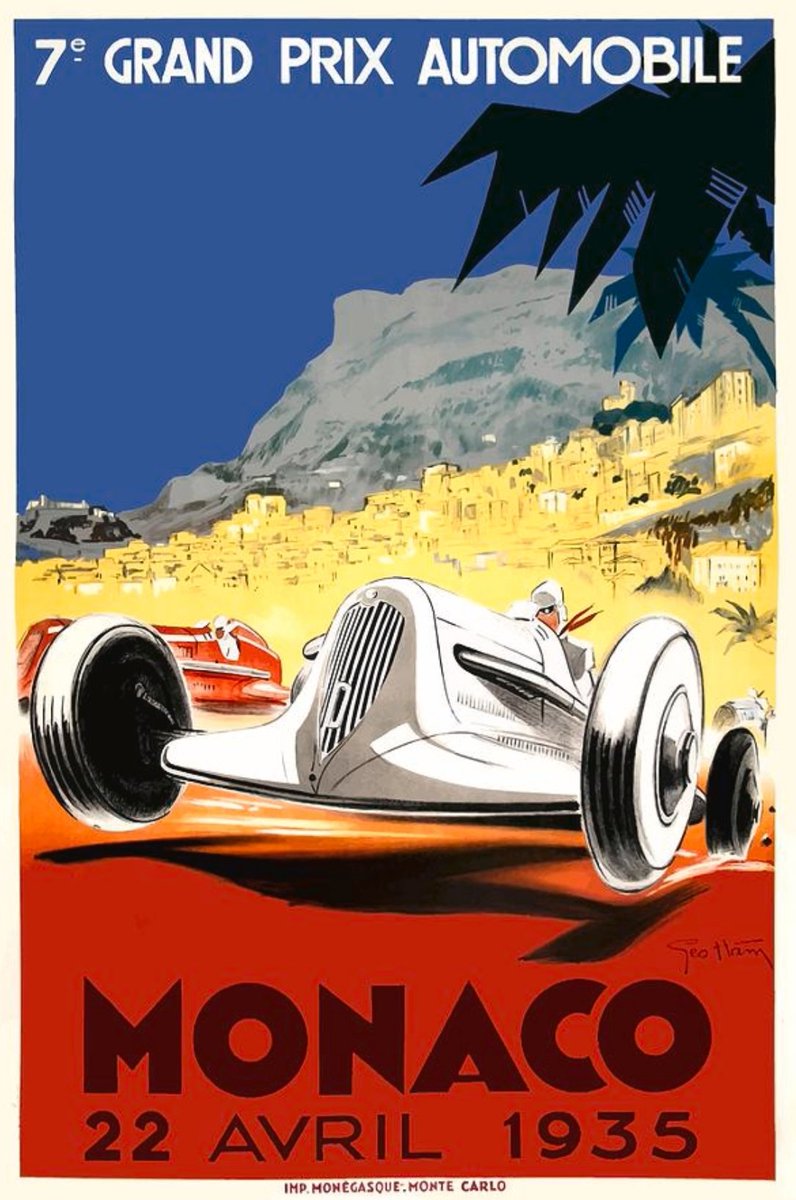 NuvolariTazio1's tweet image. 1935 Monaco GP #poster , April 22.
Mercedes vs Alfa.

Italian Luigi Fagioli won the race in a Mercedes, followed by Frenchman René Dreyfus in an Alfa Romeo.
Fagioli is the oldest driver to win a F1 GP (1951 🇫🇷), &amp;amp; the only F1 GP winner born in the 19th century.

🎨 Georges Hamel