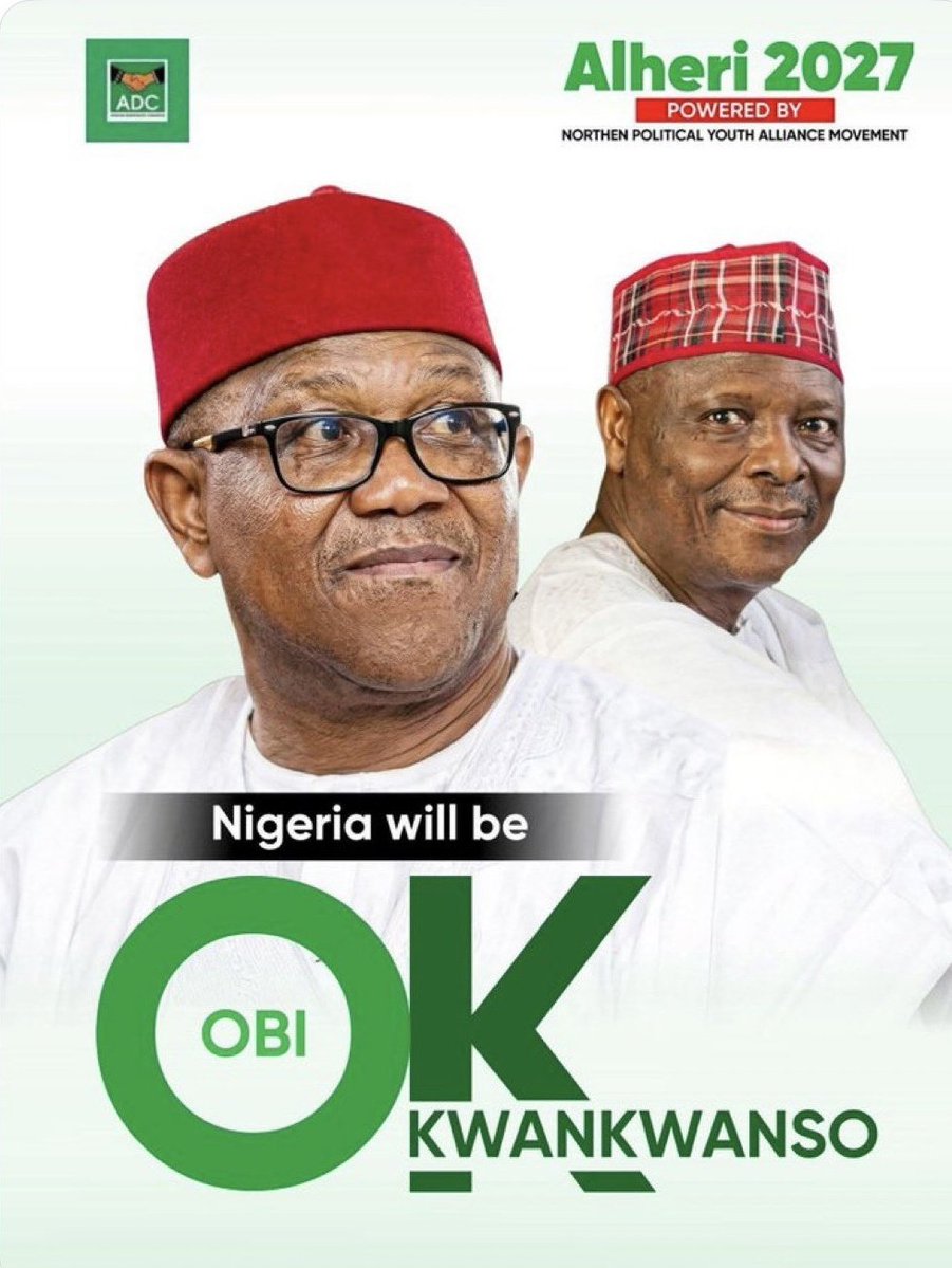 DirectorOhi_HQ's tweet image. Nigeria will be OK in 2027! 🇳🇬
OBI and KWANKWASO together for a better Nigeria. Competence, integrity and real change. No more excuses. This is the coalition we've been waiting for. From North to South, let's make it happen.
#Nigeria #Obi #ADC #2027Elections