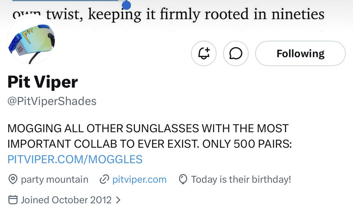 pit vipers launched moggles on their birthday at 420pm