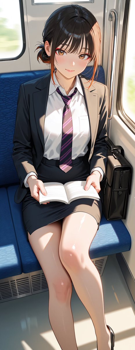 illust_gallery's tweet image. 「今日も頑張ろ？」窓辺で日差しを浴びる完璧なオフィスお姉さん。

彼女の自信に満ちた視線と、上品な制服の着こなしに、つい見惚れちゃう。
ピンクのリボンとスターバッジがポイント。
そしてこの、日差しの下で光る脚…。

#AIart #AIイラスト #OL #オフィス制服