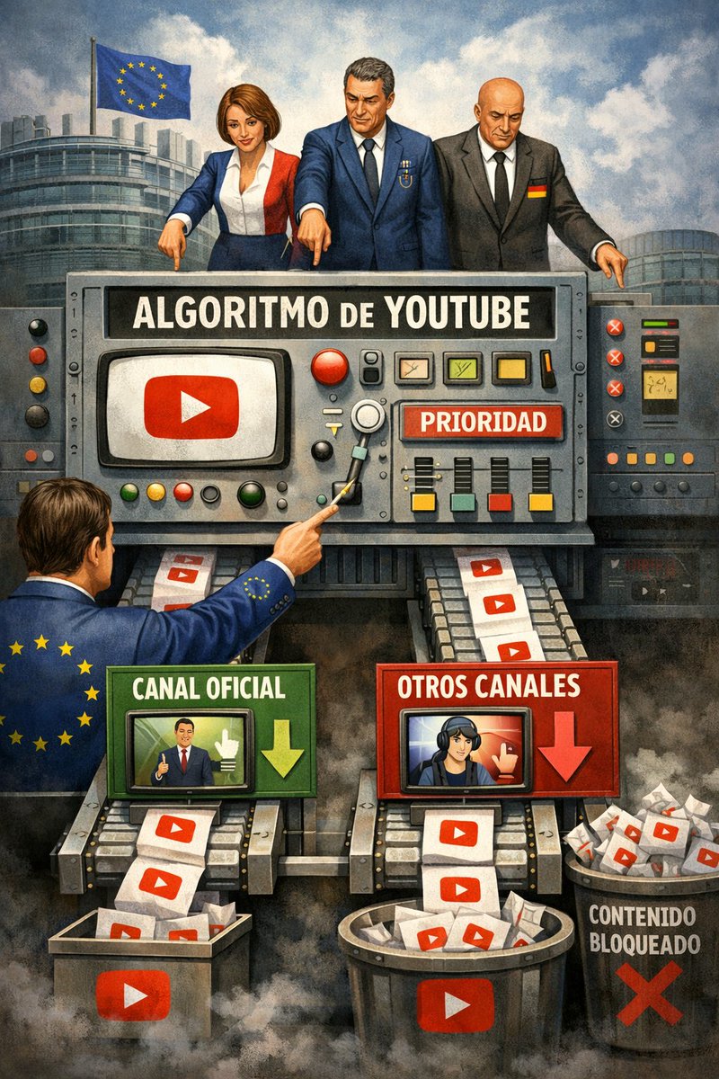 El fin de Youtube como plataforma de información libre, europa está obligando a YouTube a qué se cree un algoritmo para que los gobiernos digan que canales son verificados y tengan prioridad para mostrar y los demás canales tienen que estar por debajo 😞😞