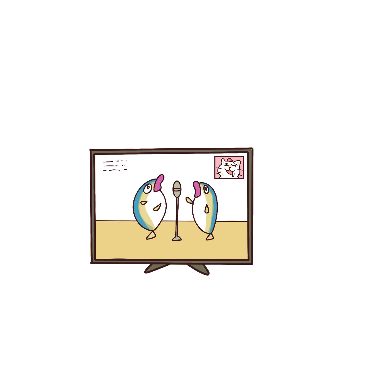 mounmou_design's tweet image. 民放の日！🐱📺

テレビを付けてお笑い番組がやっているとつい見てしまいます！🐱📺
おすすめお笑い芸人いたら教えてください！🐱✨

いつか劇場とかも行ってみたいな〜！🐱🚋

#イラスト #illustrations