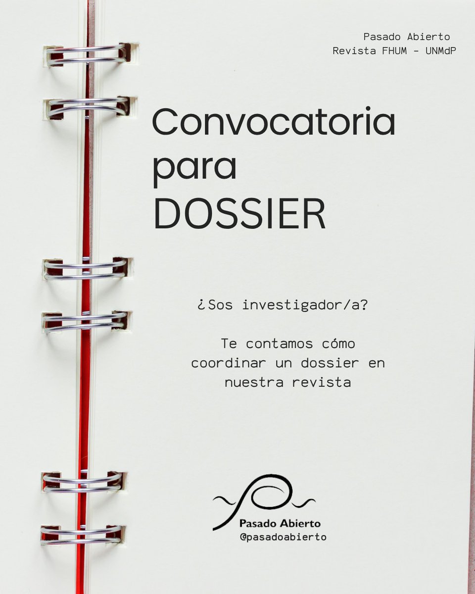 pasado_abierto's tweet photo. 📚 Convocatoria abierta para la coordinación de Dossier

Coordinar un dossier en Pasado Abierto es una oportunidad para reunir artículos originales, inéditos y de alta calidad sobre temas que marquen la discusión historiográfica actual. https://t.co/KjfjRHXlqo