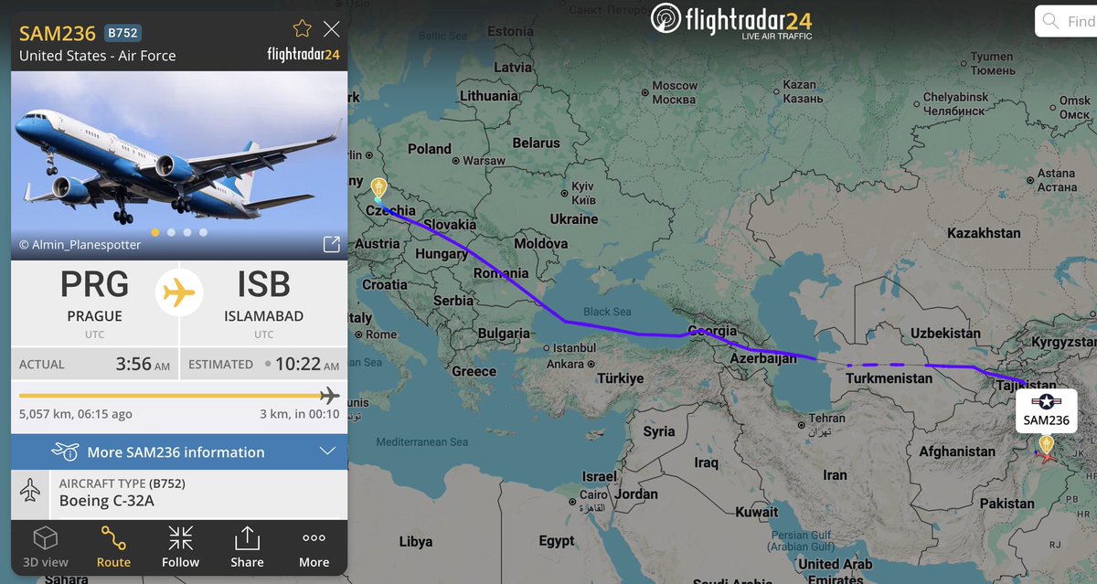 ahmedrghazi's tweet image. 05:56 AM: #SAM236 departs #Prague (PRG)

03:22 PM: #SAM236 lands in #Islamabad (ISB)

Before returning to Prague