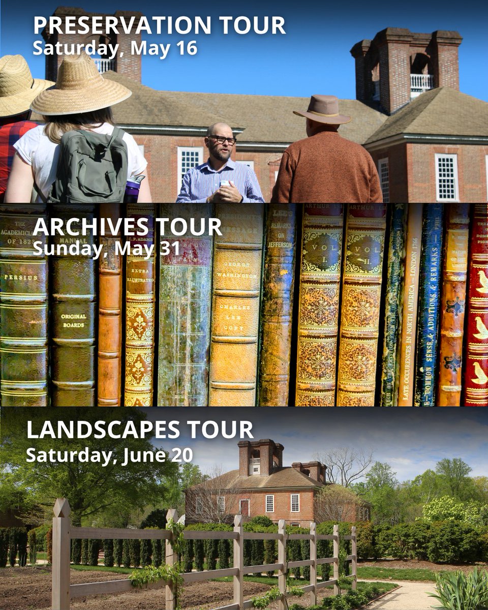 StratfordHall's tweet photo. Three behind-the-scenes tours. Three new perspectives of Stratford Hall. 
Dig in and plan your next trip: https://t.co/lu8HmJ2pMZ

🛠️ Preservation Tour: Saturday, May 16, 10:30am-1pm
📚 Archives Tour: Sunday, May 31, 2-4pm
🌻 Landscapes Tour: Saturday, June 20, 10am-12pm https://t.co/CVnymDQJTU
