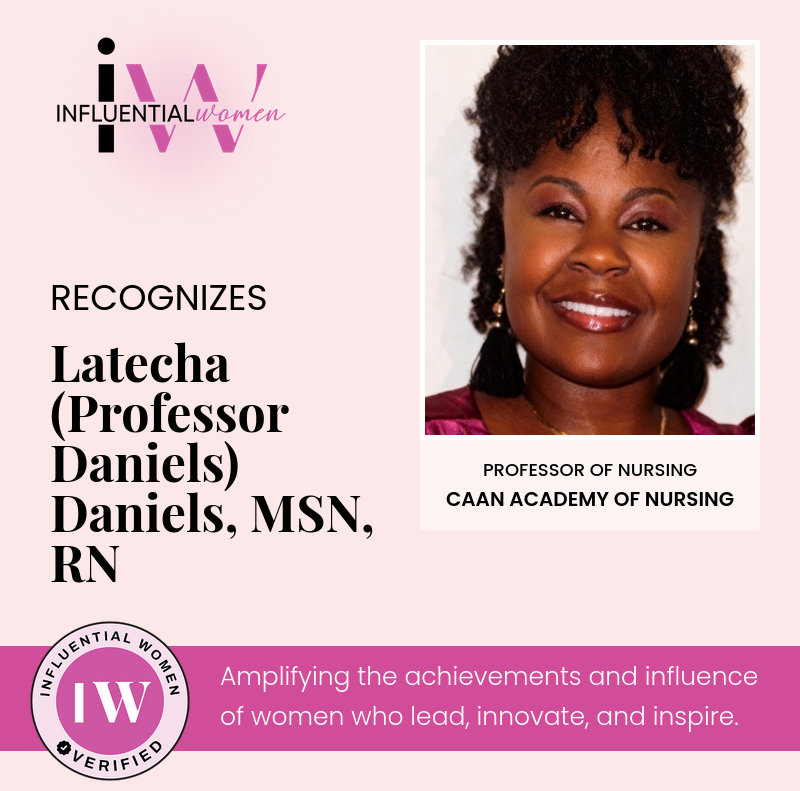 Influential_Wom's tweet image. ✨ Influential Women Spotlight: Latecha Daniels ✨

Nurse, professor, and advocate Latecha Daniels empowers future nurses while championing mental health and patient-centered care.

Spotlight: influentialwomen.com/connect/latech…

#InfluentialWomen #WomenInHealthcare