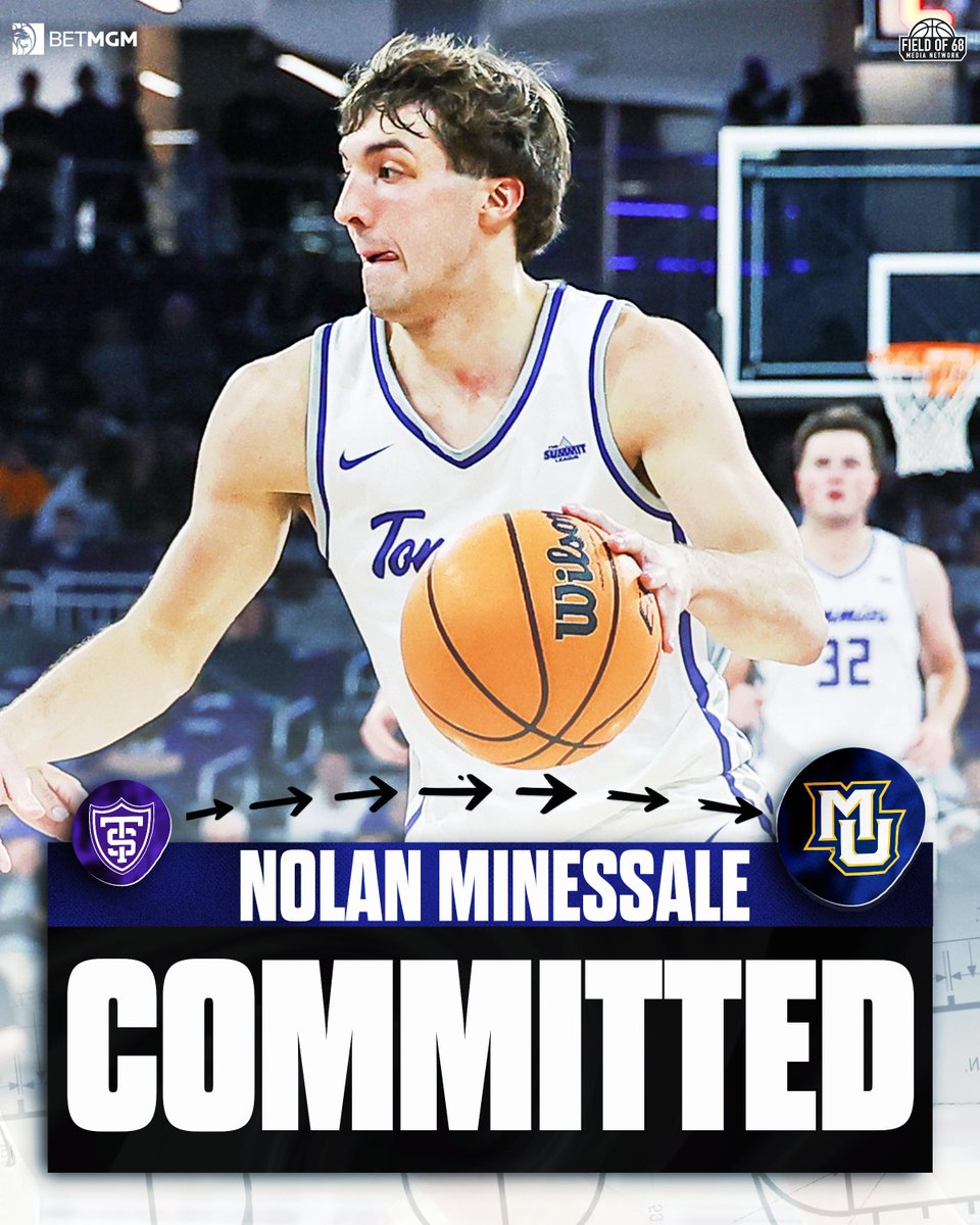 TheFieldOf68's tweet image. NEWS: St. Thomas transfer Nolan Minessale has committed to Marquette, per @BenSteeleMJS

He averaged 19.8 PPG, 4.6 RPG and 4.3 APG this past season.